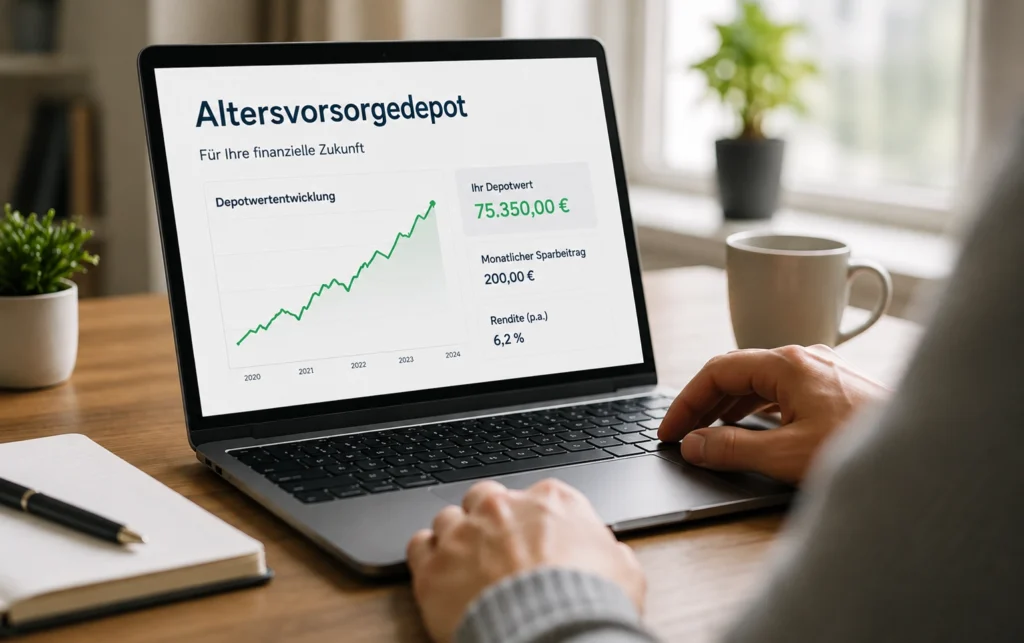 Jemand betrachtet sein Altersvorsorgedepot